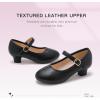 imageDufannie Girls Dress Shoes Low Heel Princess Flats Mary Jane Flower Wedding Party Glitter Shoes for Kids ToddlerClassic Pu Black