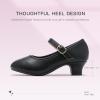 imageDufannie Girls Dress Shoes Low Heel Princess Flats Mary Jane Flower Wedding Party Glitter Shoes for Kids ToddlerClassic Pu Black