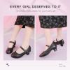 imageDufannie Girls Dress Shoes Low Heel Princess Flats Mary Jane Flower Wedding Party Glitter Shoes for Kids ToddlerClassic Pu Black