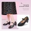 imageDufannie Girls Dress Shoes Low Heel Princess Flats Mary Jane Flower Wedding Party Glitter Shoes for Kids ToddlerClassic Pu Black