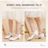 imageDufannie Girls Dress Shoes Low Heel Princess Flats Mary Jane Flower Wedding Party Glitter Shoes for Kids ToddlerClassic Pu White
