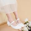 imageDufannie Girls Dress Shoes Low Heel Princess Flats Mary Jane Flower Wedding Party Glitter Shoes for Kids ToddlerClassic Pu White
