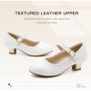 imageDufannie Girls Dress Shoes Low Heel Princess Flats Mary Jane Flower Wedding Party Glitter Shoes for Kids ToddlerClassic Pu White