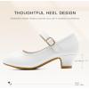 imageDufannie Girls Dress Shoes Low Heel Princess Flats Mary Jane Flower Wedding Party Glitter Shoes for Kids ToddlerClassic Pu White