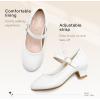 imageDufannie Girls Dress Shoes Low Heel Princess Flats Mary Jane Flower Wedding Party Glitter Shoes for Kids ToddlerClassic Pu White