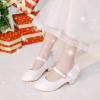 imageDufannie Girls Dress Shoes Low Heel Princess Flats Mary Jane Flower Wedding Party Glitter Shoes for Kids ToddlerElegant Pu White