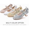 imageDufannie Girls Dress Shoes Low Heel Princess Flats Mary Jane Flower Wedding Party Glitter Shoes for Kids ToddlerElegant Pu White