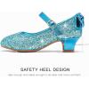 imageDufannie Girls Dress Shoes Low Heel Princess Flats Mary Jane Flower Wedding Party Glitter Shoes for Kids ToddlerElegant Sequin Blue