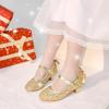 imageDufannie Girls Dress Shoes Low Heel Princess Flats Mary Jane Flower Wedding Party Glitter Shoes for Kids ToddlerElegant Sequin Gold
