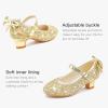 imageDufannie Girls Dress Shoes Low Heel Princess Flats Mary Jane Flower Wedding Party Glitter Shoes for Kids ToddlerElegant Sequin Gold