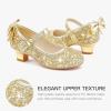 imageDufannie Girls Dress Shoes Low Heel Princess Flats Mary Jane Flower Wedding Party Glitter Shoes for Kids ToddlerElegant Sequin Gold