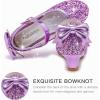 imageDufannie Girls Dress Shoes Low Heel Princess Flats Mary Jane Flower Wedding Party Glitter Shoes for Kids ToddlerElegant Sequin Purple