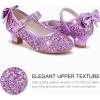 imageDufannie Girls Dress Shoes Low Heel Princess Flats Mary Jane Flower Wedding Party Glitter Shoes for Kids ToddlerElegant Sequin Purple
