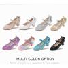 imageDufannie Girls Dress Shoes Low Heel Princess Flats Mary Jane Flower Wedding Party Glitter Shoes for Kids ToddlerElegant Sequin Purple