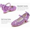 imageDufannie Girls Dress Shoes Low Heel Princess Flats Mary Jane Flower Wedding Party Glitter Shoes for Kids ToddlerElegant Sequin Purple