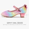 imageDufannie Girls Dress Shoes Low Heel Princess Flats Mary Jane Flower Wedding Party Glitter Shoes for Kids ToddlerElegant Sequin Rainbow