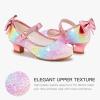 imageDufannie Girls Dress Shoes Low Heel Princess Flats Mary Jane Flower Wedding Party Glitter Shoes for Kids ToddlerElegant Sequin Rainbow