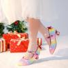 imageDufannie Girls Dress Shoes Low Heel Princess Flats Mary Jane Flower Wedding Party Glitter Shoes for Kids ToddlerElegant Sequin Rainbow
