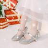 imageDufannie Girls Dress Shoes Low Heel Princess Flats Mary Jane Flower Wedding Party Glitter Shoes for Kids ToddlerElegant Sequin Silver