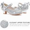 imageDufannie Girls Dress Shoes Low Heel Princess Flats Mary Jane Flower Wedding Party Glitter Shoes for Kids ToddlerElegant Sequin Silver