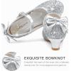 imageDufannie Girls Dress Shoes Low Heel Princess Flats Mary Jane Flower Wedding Party Glitter Shoes for Kids ToddlerElegant Sequin Silver