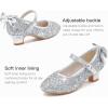 imageDufannie Girls Dress Shoes Low Heel Princess Flats Mary Jane Flower Wedding Party Glitter Shoes for Kids ToddlerElegant Sequin Silver