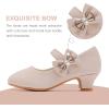 imageDufannie Girls Dress Shoes Low Heel Princess Flats Mary Jane Flower Wedding Party Glitter Shoes for Kids ToddlerGenerous Nubuck Nude
