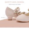 imageDufannie Girls Dress Shoes Low Heel Princess Flats Mary Jane Flower Wedding Party Glitter Shoes for Kids ToddlerGenerous Nubuck Nude