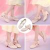 imageDufannie Girls Dress Shoes Low Heel Princess Flats Mary Jane Flower Wedding Party Glitter Shoes for Kids ToddlerGenerous Nubuck Nude