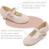 imageDufannie Girls Dress Shoes Low Heel Princess Flats Mary Jane Flower Wedding Party Glitter Shoes for Kids ToddlerGenerous Nubuck Nude