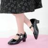 imageDufannie Girls Dress Shoes Low Heel Princess Flats Mary Jane Flower Wedding Party Glitter Shoes for Kids ToddlerGenerous Patent Black