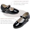 imageDufannie Girls Dress Shoes Low Heel Princess Flats Mary Jane Flower Wedding Party Glitter Shoes for Kids ToddlerGenerous Patent Black