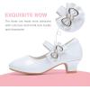 imageDufannie Girls Dress Shoes Low Heel Princess Flats Mary Jane Flower Wedding Party Glitter Shoes for Kids ToddlerGenerous Patent White