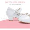imageDufannie Girls Dress Shoes Low Heel Princess Flats Mary Jane Flower Wedding Party Glitter Shoes for Kids ToddlerGenerous Patent White