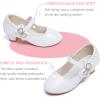 imageDufannie Girls Dress Shoes Low Heel Princess Flats Mary Jane Flower Wedding Party Glitter Shoes for Kids ToddlerGenerous Patent White