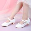 imageDufannie Girls Dress Shoes Low Heel Princess Flats Mary Jane Flower Wedding Party Glitter Shoes for Kids ToddlerGenerous Patent White