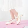 imageDufannie Girls Dress Shoes Low Heel Princess Flats Mary Jane Flower Wedding Party Glitter Shoes for Kids ToddlerGenerous Pu White