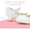 imageDufannie Girls Dress Shoes Low Heel Princess Flats Mary Jane Flower Wedding Party Glitter Shoes for Kids ToddlerGenerous Pu White