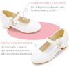 imageDufannie Girls Dress Shoes Low Heel Princess Flats Mary Jane Flower Wedding Party Glitter Shoes for Kids ToddlerGenerous Pu White