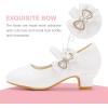 imageDufannie Girls Dress Shoes Low Heel Princess Flats Mary Jane Flower Wedding Party Glitter Shoes for Kids ToddlerGenerous Pu White
