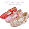 imageDufannie Girls Dress Shoes Low Heel Princess Flats Mary Jane Flower Wedding Party Glitter Shoes for Kids ToddlerGenerous Sequin Pink
