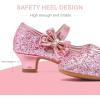 imageDufannie Girls Dress Shoes Low Heel Princess Flats Mary Jane Flower Wedding Party Glitter Shoes for Kids ToddlerGenerous Sequin Pink