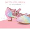 imageDufannie Girls Dress Shoes Low Heel Princess Flats Mary Jane Flower Wedding Party Glitter Shoes for Kids ToddlerGenerous Sequin Rainbow