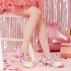imageDufannie Girls Dress Shoes Low Heel Princess Flats Mary Jane Flower Wedding Party Glitter Shoes for Kids ToddlerGenerous Sequin Rainbow