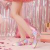 imageDufannie Girls Dress Shoes Low Heel Princess Flats Mary Jane Flower Wedding Party Glitter Shoes for Kids ToddlerGenerous Sequin Rainbow