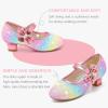 imageDufannie Girls Dress Shoes Low Heel Princess Flats Mary Jane Flower Wedding Party Glitter Shoes for Kids ToddlerGenerous Sequin Rainbow