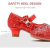 imageDufannie Girls Dress Shoes Low Heel Princess Flats Mary Jane Flower Wedding Party Glitter Shoes for Kids ToddlerGenerous Sequin Red
