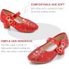 imageDufannie Girls Dress Shoes Low Heel Princess Flats Mary Jane Flower Wedding Party Glitter Shoes for Kids ToddlerGenerous Sequin Red
