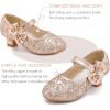 imageDufannie Girls Dress Shoes Low Heel Princess Flats Mary Jane Flower Wedding Party Glitter Shoes for Kids ToddlerGenerous Sequin Rosegold