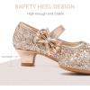 imageDufannie Girls Dress Shoes Low Heel Princess Flats Mary Jane Flower Wedding Party Glitter Shoes for Kids ToddlerGenerous Sequin Rosegold